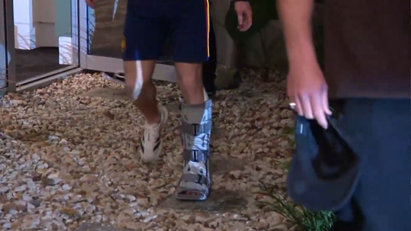 Strange in a moon boot