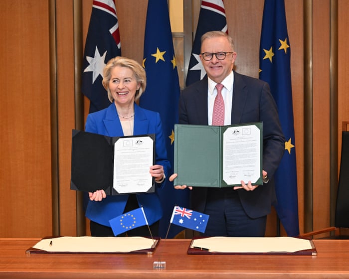 Australia politics live: Albanese says Australia and EU have signed historic free-trade deal after eight years of negotiations