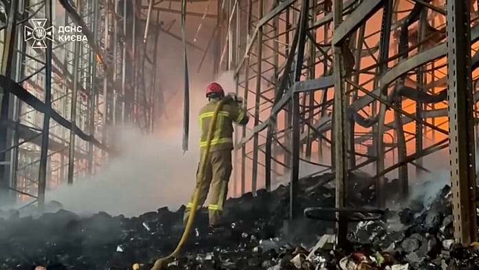 Fires rage after Russian missile and drone attack on Kyiv