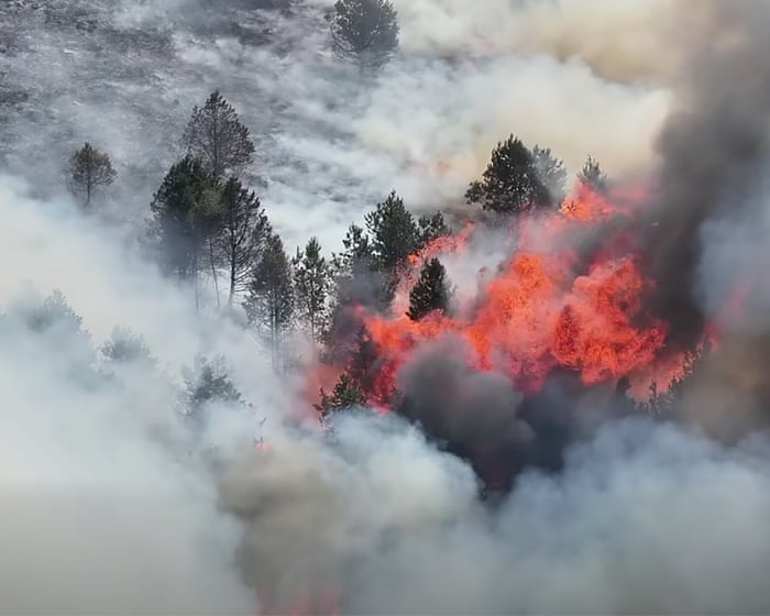 Major wildfire rips through moorland close to Greater Manchester