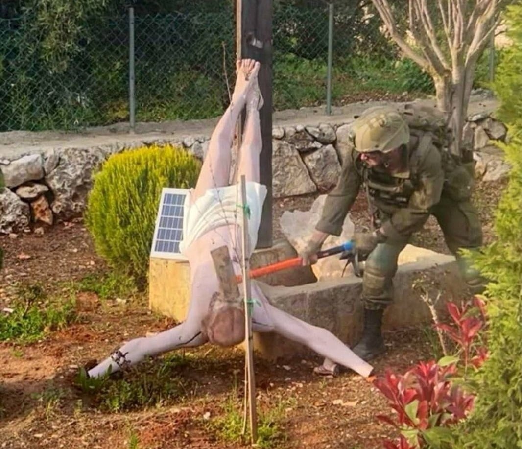 Image of Israeli soldier knocking down statue of Jesus in Lebanon prompts rare apology from Netanyahu