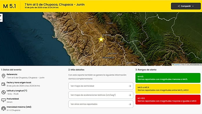 Magnitude 5.1 earthquake in central Peru leaves at least five dead and ten injured