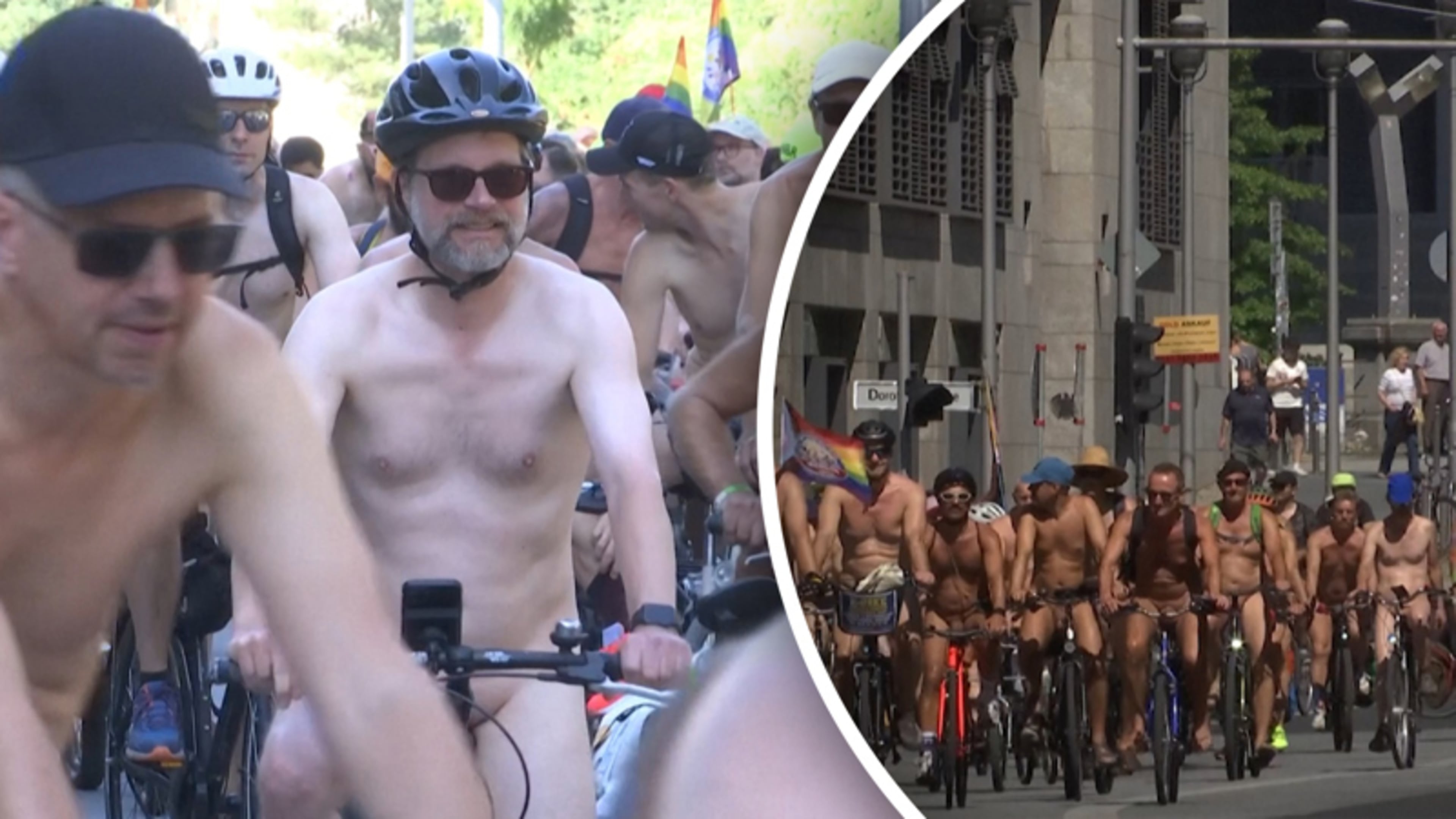 Honderden mensen fietsen naakt door Berlijn op zinderende zomerdag