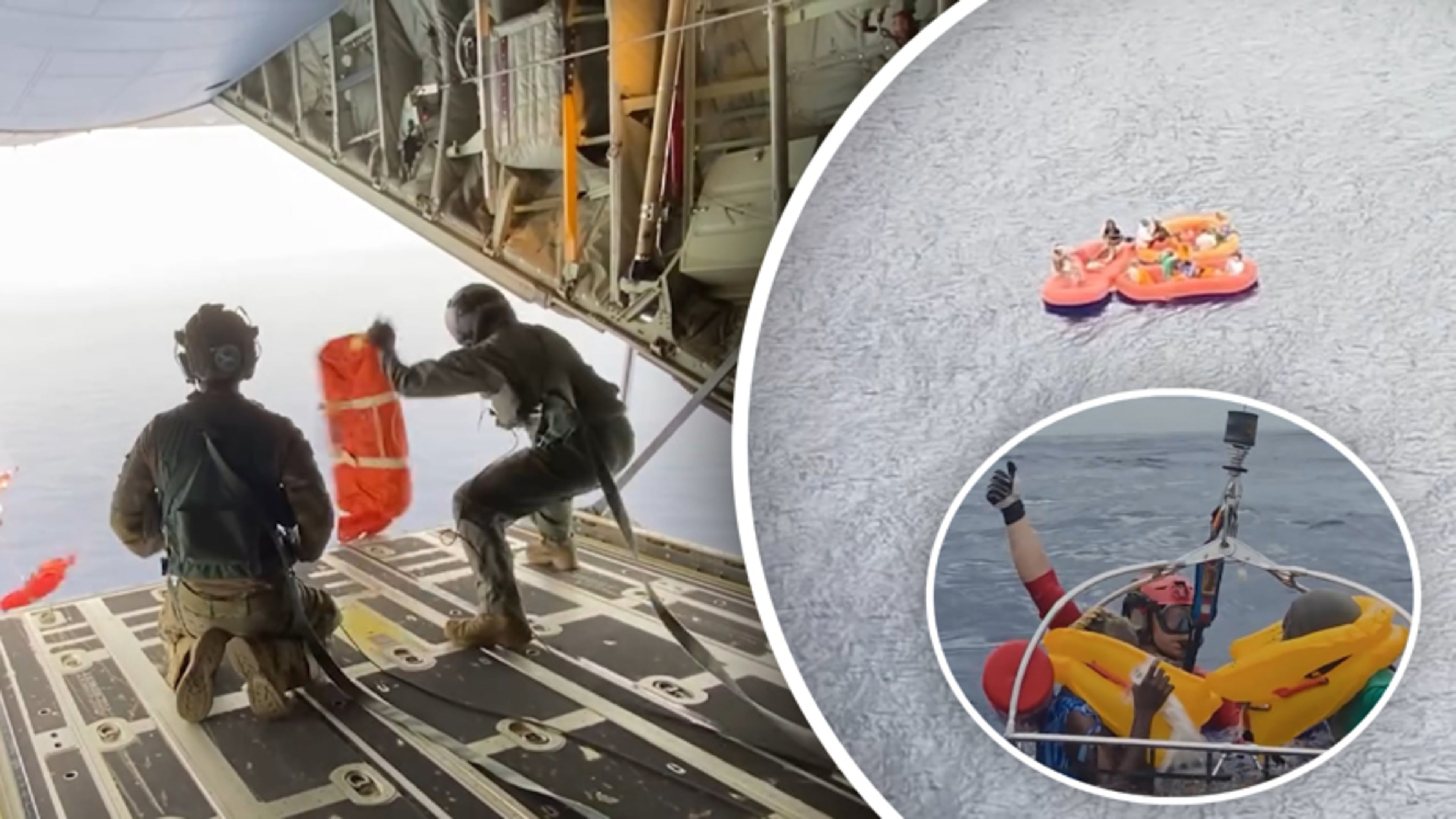 Amerikaanse luchtmacht redt alle overlevenden van vliegtuigcrash uit zee
