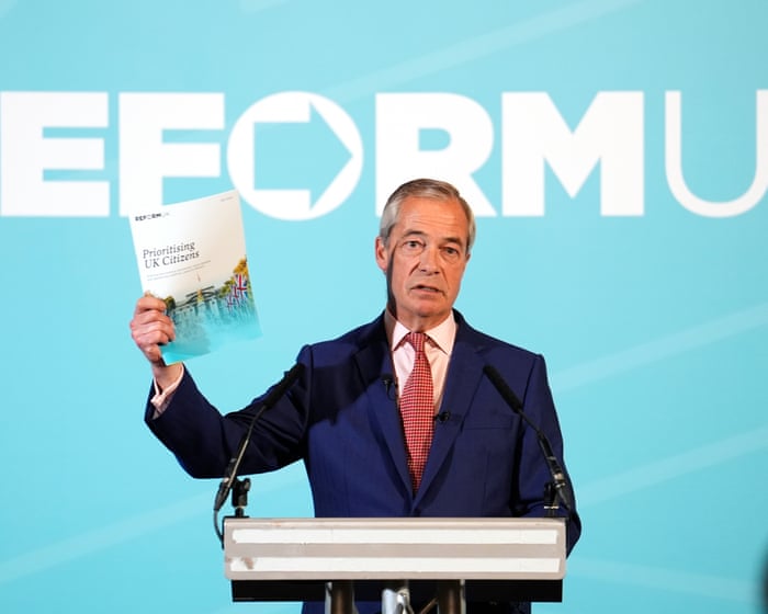 Reform branded ‘threat to democracy’ over Farage plan to remove thousands of migrants with leave to be in UK – politics live