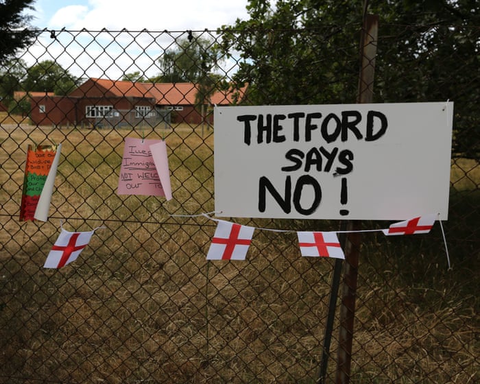 Norfolk police arrest two men after officers injured during unrest over asylum plans
