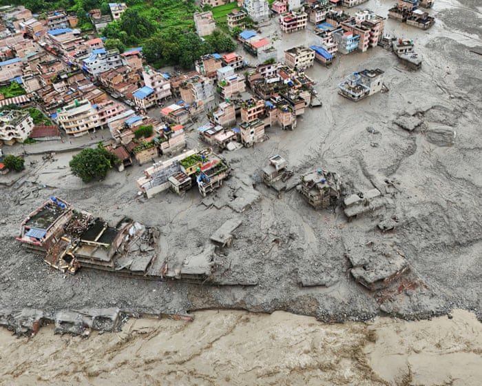 Glacial collapse caused huge flood leaving hundreds dead or missing in Nepal and Tibet