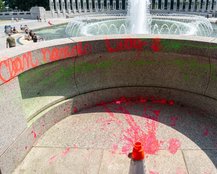 Woman arrested after second world war memorial in DC vandalized