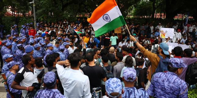 India's Cockroach movement supporters gather to attempt a march to Parliament