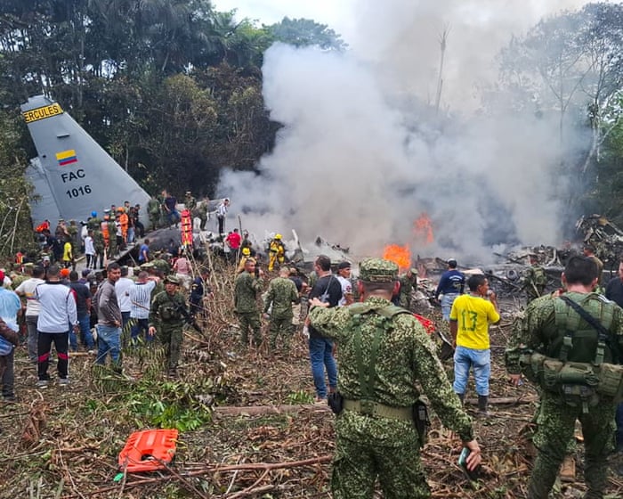 At least 34 dead as Colombian military plane crashes