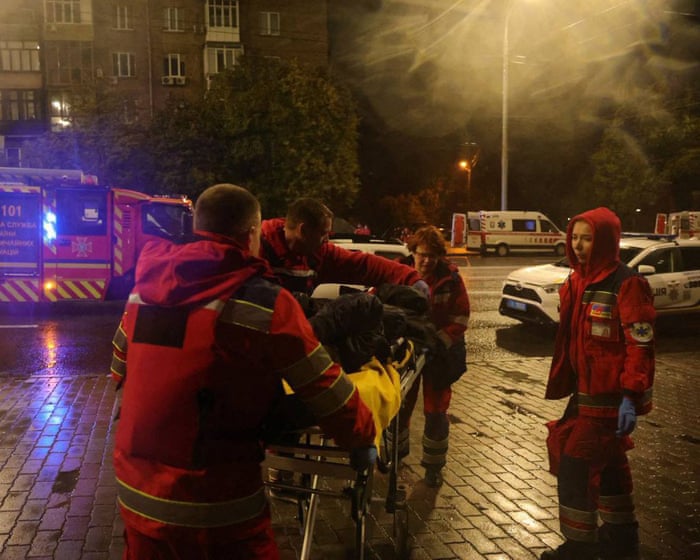 ‘Massive’ Russian attack on Ukraine capital triggers blackouts and sets high-rise alight