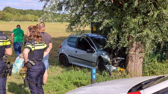 Bestuurder en zoon naar ziekenhuis na botsing boom