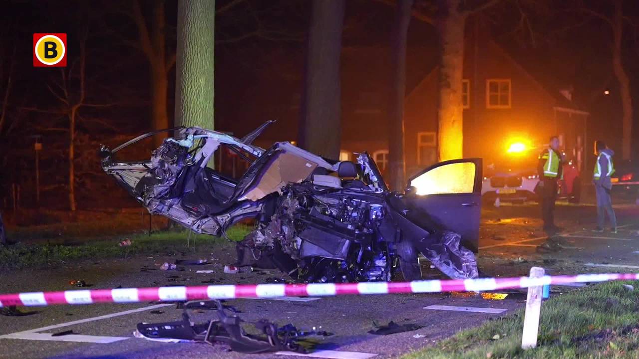 Man gewond bij ernstig ongeluk in Sint-Oedenrode, auto volledig in elkaar