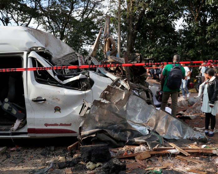 Bomb blast on Colombia highway leaves at least 20 dead ahead of May elections