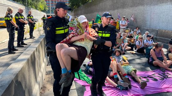 A12 ruim twee uur lang geblokkeerd, demonstrant vast voor mishandelen agent