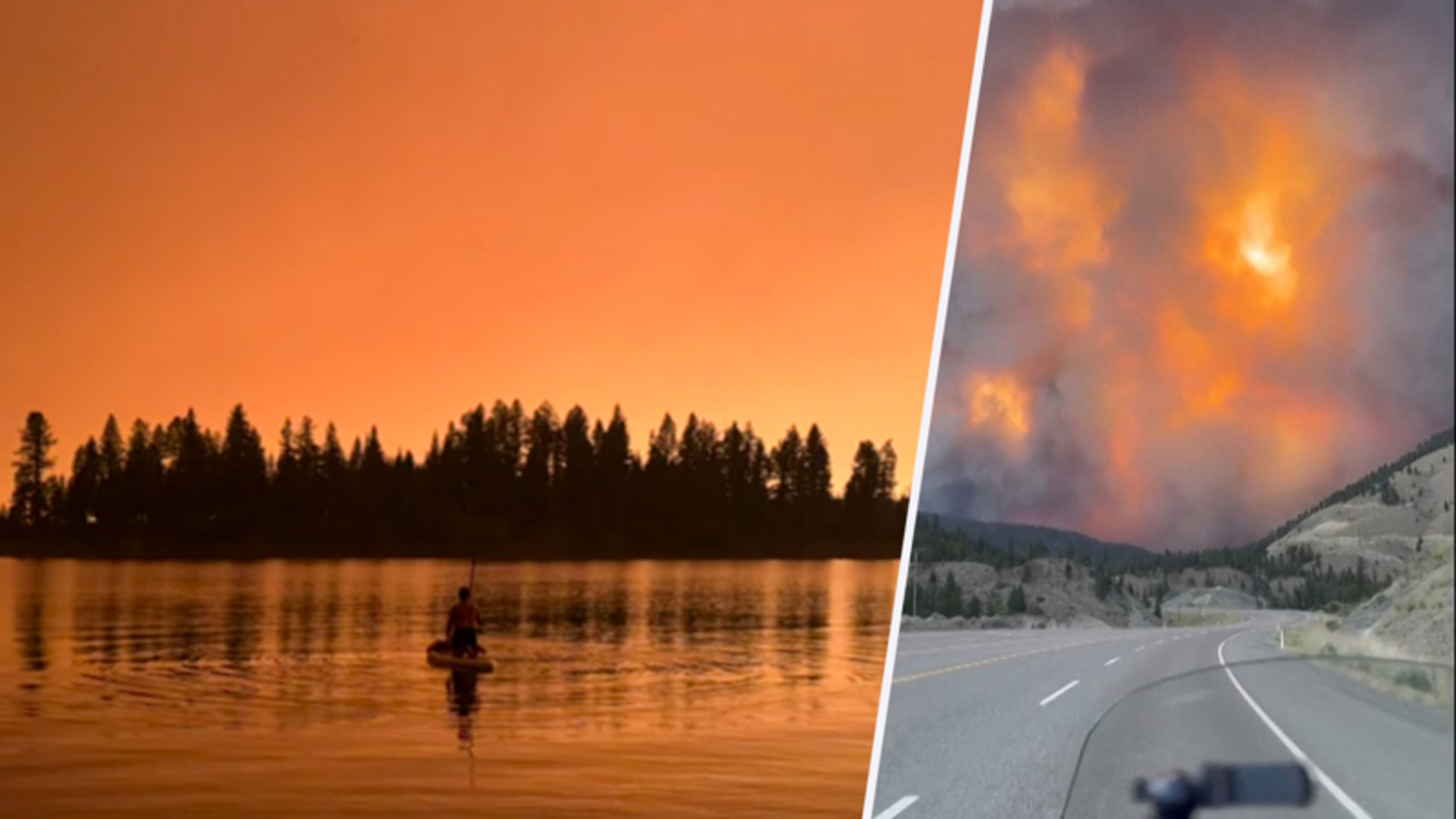 Oranje lucht boven Canadese provincie Brits-Columbia door hevige bosbranden